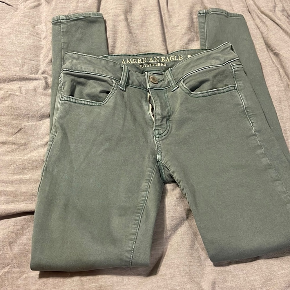 Green American Eagle Jeggings